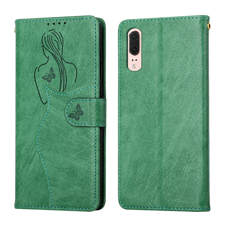 For Huawei P20 Beauty Girl Embossing Pattern Horizontal Flip Leather Case with Holder & Card Slot & Wallet & Photo Frame