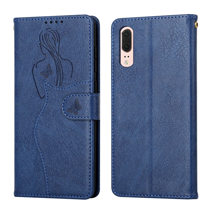 For Huawei P20 Beauty Girl Embossing Pattern Horizontal Flip Leather Case with Holder & Card Slot & Wallet & Photo Frame