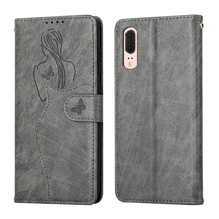 For Huawei P20 Beauty Girl Embossing Pattern Horizontal Flip Leather Case with Holder & Card Slot & Wallet & Photo Frame