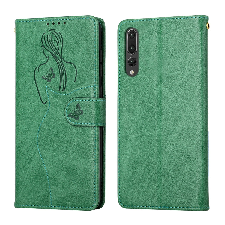 For Huawei P20 Pro Beauty Girl Embossing Pattern Horizontal Flip Leather Case with Holder & Card Slot & Wallet & Photo Frame