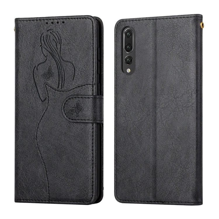 For Huawei P20 Pro Beauty Girl Embossing Pattern Horizontal Flip Leather Case with Holder & Card Slot & Wallet & Photo Frame