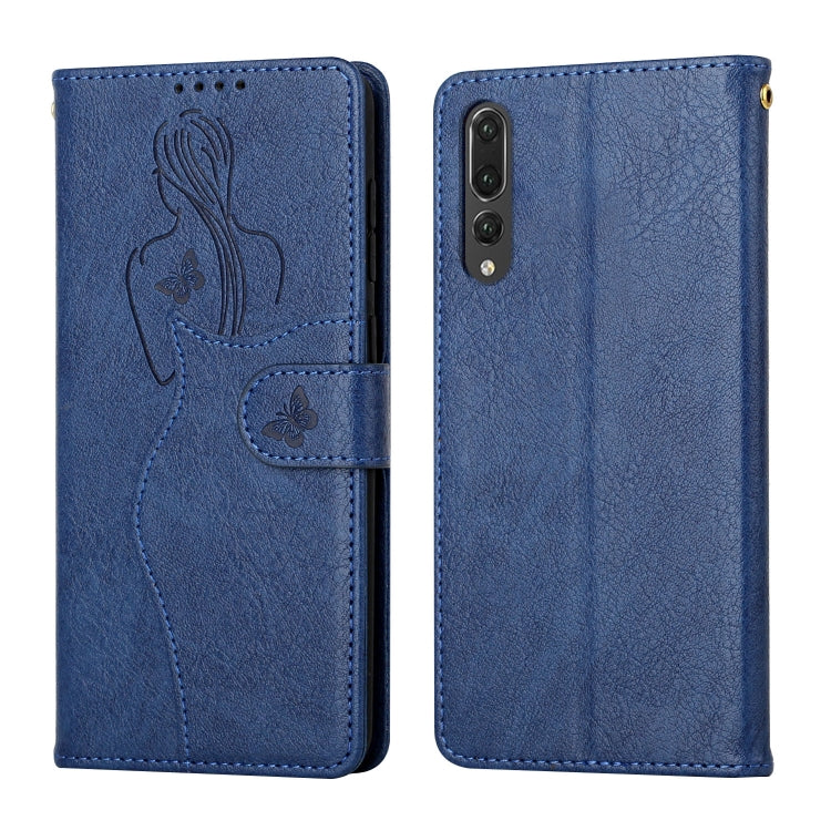 For Huawei P20 Pro Beauty Girl Embossing Pattern Horizontal Flip Leather Case with Holder & Card Slot & Wallet & Photo Frame