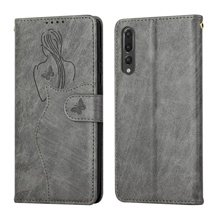 For Huawei P20 Pro Beauty Girl Embossing Pattern Horizontal Flip Leather Case with Holder & Card Slot & Wallet & Photo Frame
