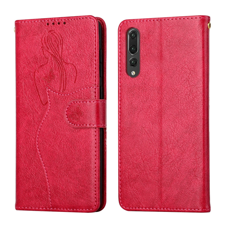 For Huawei P20 Pro Beauty Girl Embossing Pattern Horizontal Flip Leather Case with Holder & Card Slot & Wallet & Photo Frame