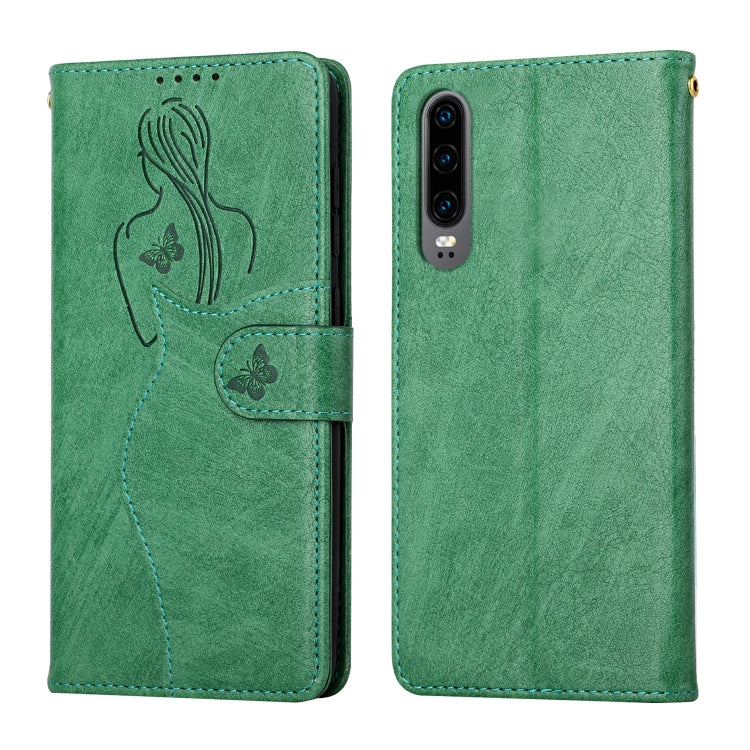 For Huawei P30 Beauty Girl Embossing Pattern Horizontal Flip Leather Case with Holder & Card Slot & Wallet & Photo Frame
