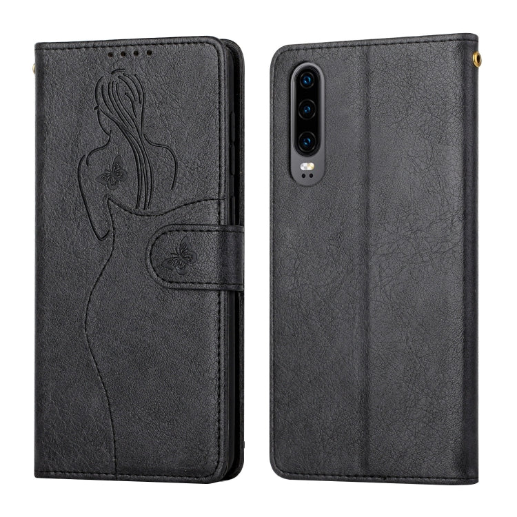 For Huawei P30 Beauty Girl Embossing Pattern Horizontal Flip Leather Case with Holder & Card Slot & Wallet & Photo Frame