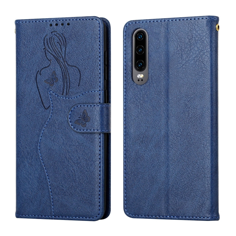 For Huawei P30 Beauty Girl Embossing Pattern Horizontal Flip Leather Case with Holder & Card Slot & Wallet & Photo Frame