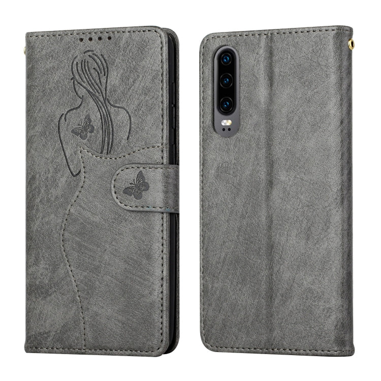 For Huawei P30 Beauty Girl Embossing Pattern Horizontal Flip Leather Case with Holder & Card Slot & Wallet & Photo Frame