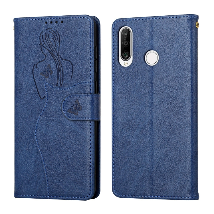 For Huawei P30 Lite Beauty Girl Embossing Pattern Horizontal Flip Leather Case with Holder & Card Slot & Wallet & Photo Frame