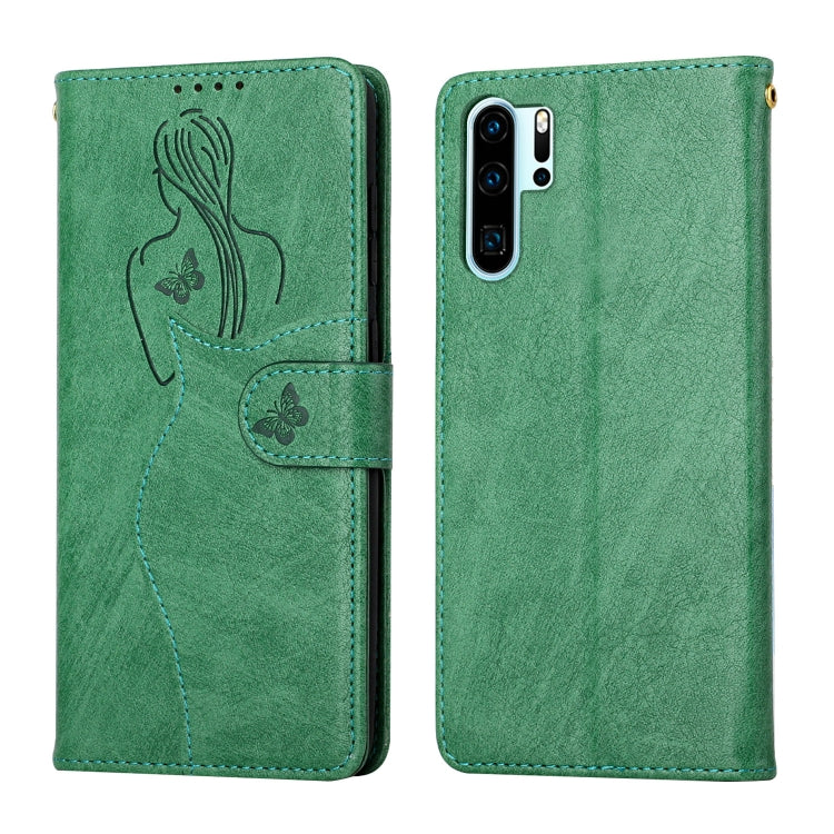 For Huawei P30 Pro Beauty Girl Embossing Pattern Horizontal Flip Leather Case with Holder & Card Slot & Wallet & Photo Frame