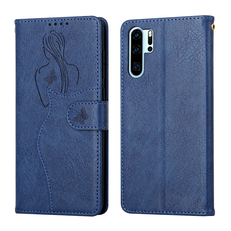 For Huawei P30 Pro Beauty Girl Embossing Pattern Horizontal Flip Leather Case with Holder & Card Slot & Wallet & Photo Frame