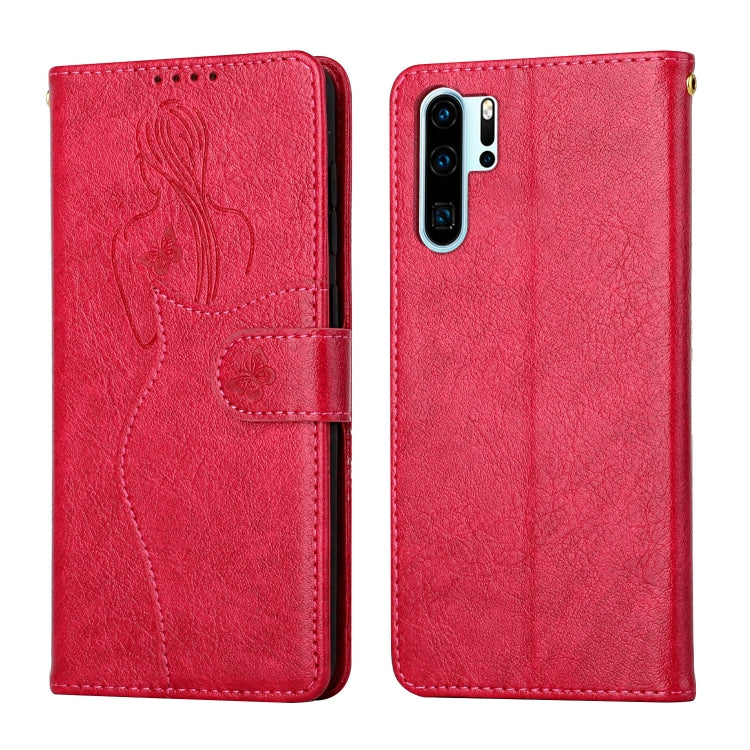 For Huawei P30 Pro Beauty Girl Embossing Pattern Horizontal Flip Leather Case with Holder & Card Slot & Wallet & Photo Frame