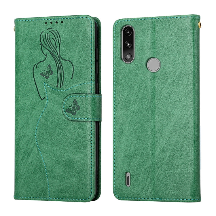 For Motorola Moto E7 Power Beauty Girl Embossing Pattern Horizontal Flip Leather Case with Holder & Card Slot & Wallet & Photo Frame