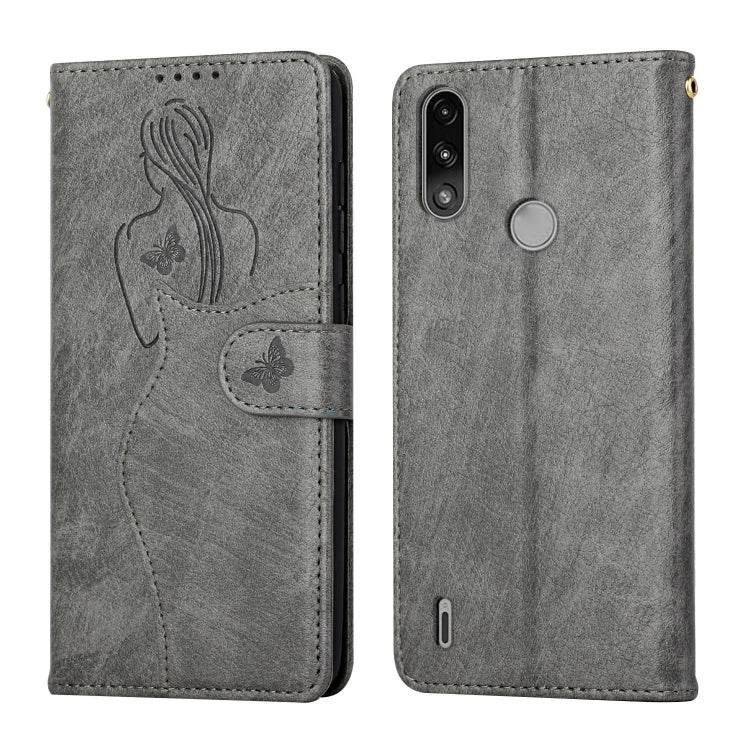 For Motorola Moto E7 Power Beauty Girl Embossing Pattern Horizontal Flip Leather Case with Holder & Card Slot & Wallet & Photo Frame