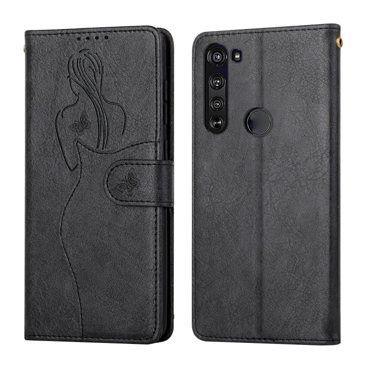 For Motorola Moto Edge Beauty Girl Embossing Pattern Horizontal Flip Leather Case with Holder & Card Slot & Wallet & Photo Frame