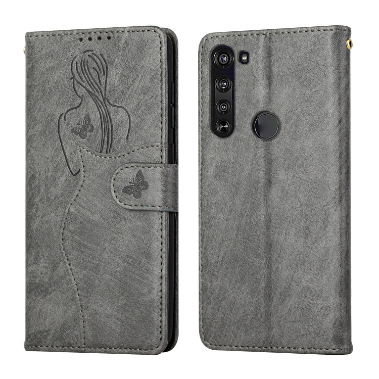 For Motorola Moto Edge Beauty Girl Embossing Pattern Horizontal Flip Leather Case with Holder & Card Slot & Wallet & Photo Frame