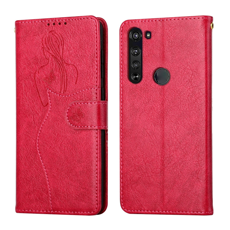 For Motorola Moto Edge Beauty Girl Embossing Pattern Horizontal Flip Leather Case with Holder & Card Slot & Wallet & Photo Frame