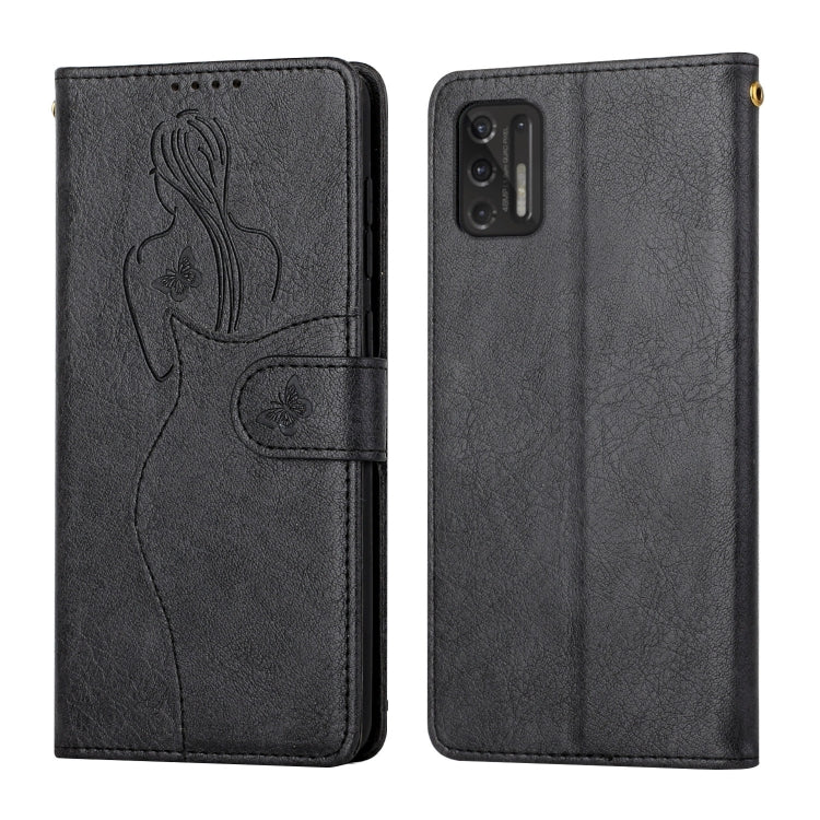 For Motorola Moto Stylus 2021 Beauty Girl Embossing Pattern Horizontal Flip Leather Case with Holder & Card Slot & Wallet & Photo Frame