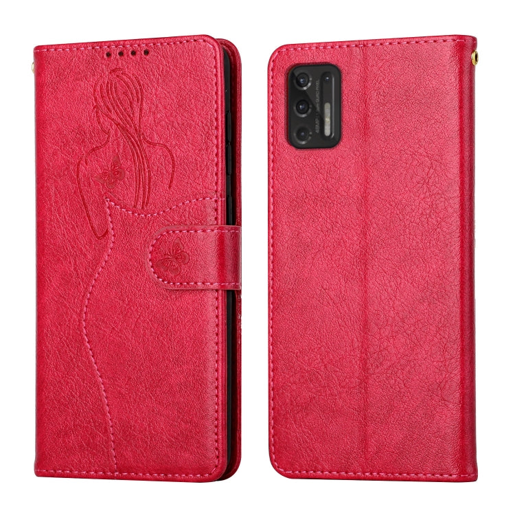 For Motorola Moto Stylus 2021 Beauty Girl Embossing Pattern Horizontal Flip Leather Case with Holder & Card Slot & Wallet & Photo Frame