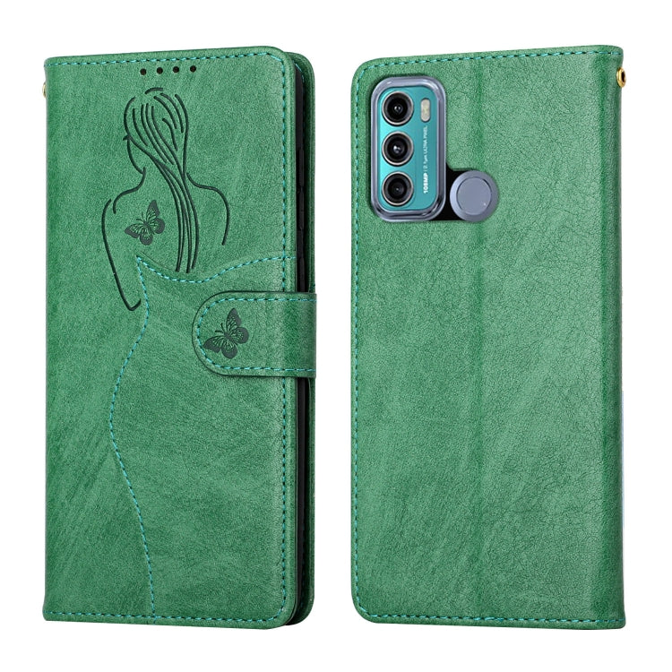 For Motorola Moto G60 Beauty Girl Embossing Pattern Horizontal Flip Leather Case with Holder & Card Slot & Wallet & Photo Frame