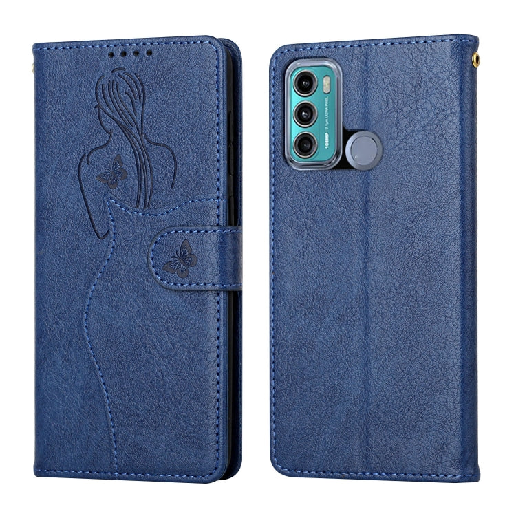 For Motorola Moto G60 Beauty Girl Embossing Pattern Horizontal Flip Leather Case with Holder & Card Slot & Wallet & Photo Frame