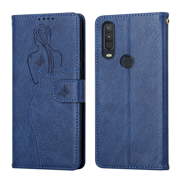 For Motorola One Action Beauty Girl Embossing Pattern Horizontal Flip Leather Case with Holder & Card Slot & Wallet & Photo Frame