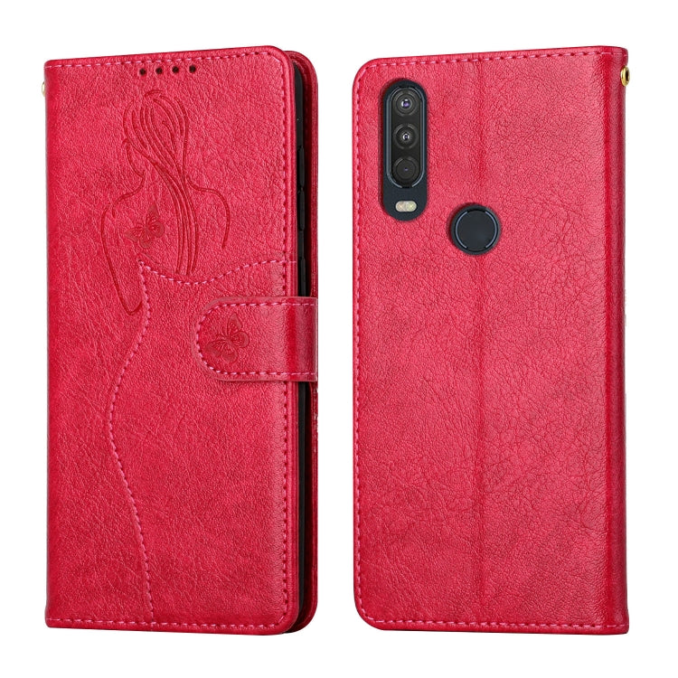 For Motorola One Action Beauty Girl Embossing Pattern Horizontal Flip Leather Case with Holder & Card Slot & Wallet & Photo Frame