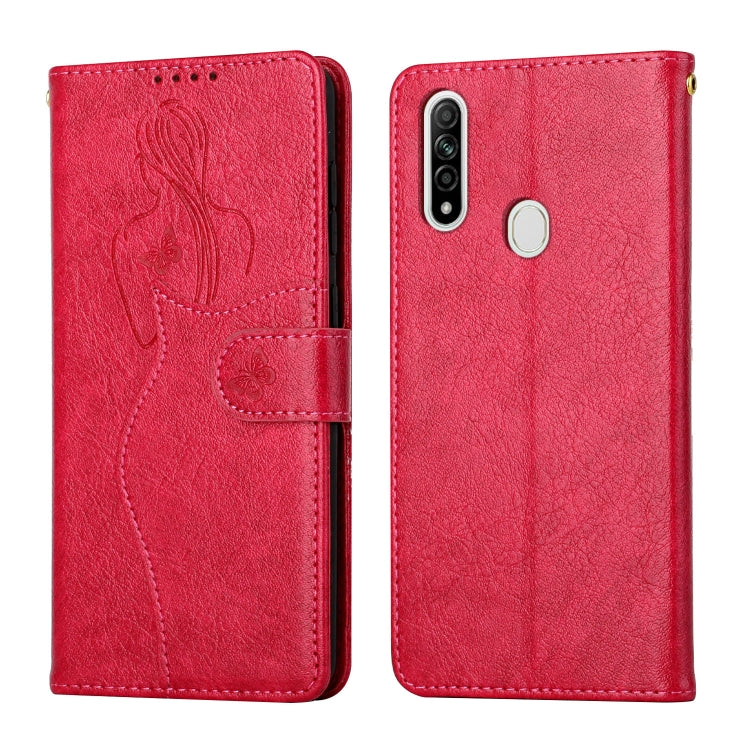For OPPO A8 / A31 Beauty Girl Embossing Pattern Horizontal Flip Leather Case with Holder & Card Slot & Wallet & Photo Frame