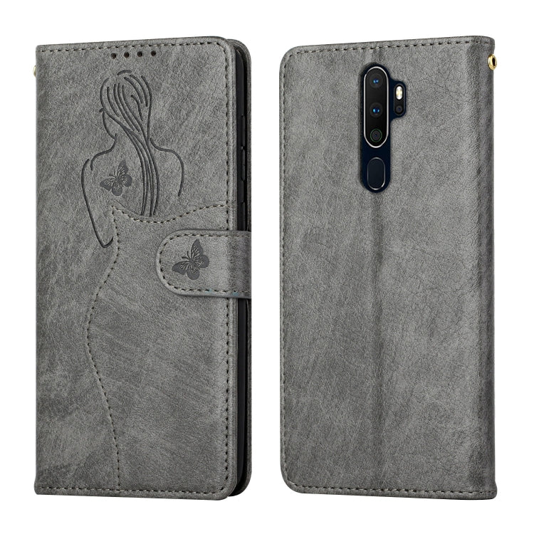 For OPPO A9 2020 / A5 2020 Beauty Girl Embossing Pattern Horizontal Flip Leather Case with Holder & Card Slot & Wallet & Photo Frame