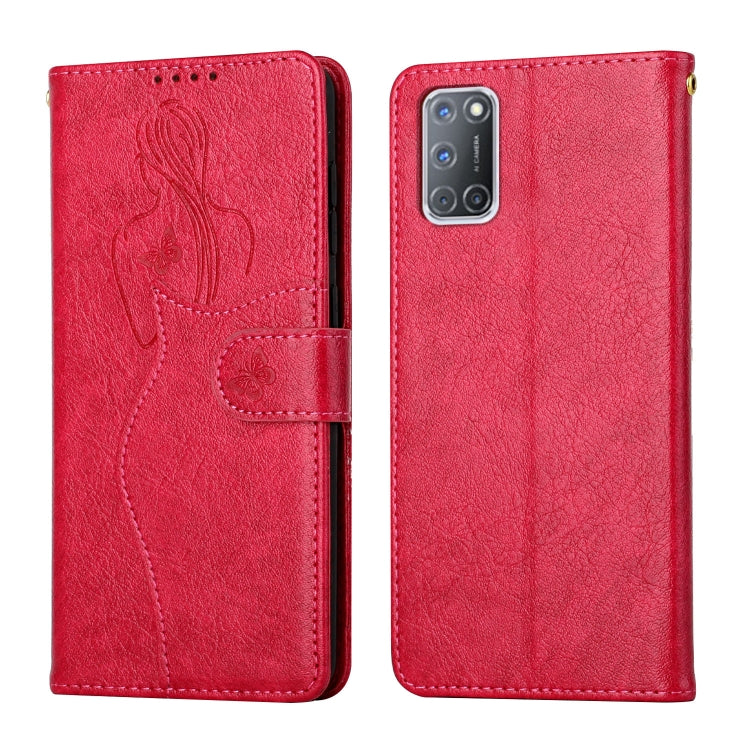 For OPPO A52 / A72 / A92 Beauty Girl Embossing Pattern Horizontal Flip Leather Case with Holder & Card Slot & Wallet & Photo Frame