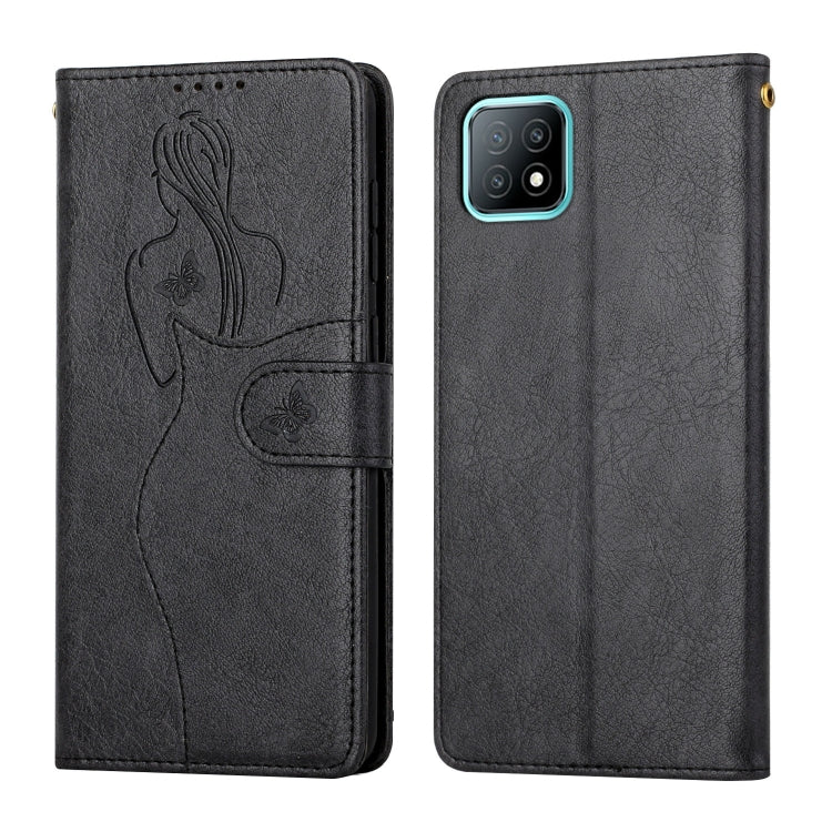 For OPPO A53 5G / A72 5G / A73 Beauty Girl Embossing Pattern Horizontal Flip Leather Case with Holder & Card Slot & Wallet & Photo Frame