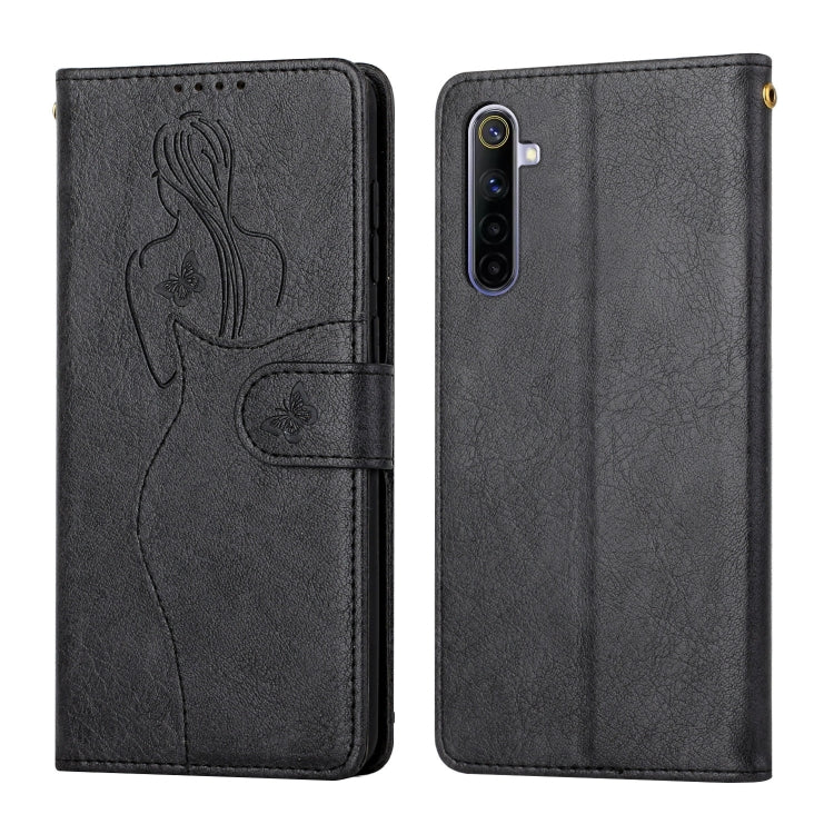 For OPPO Realme 6 Beauty Girl Embossing Pattern Horizontal Flip Leather Case with Holder & Card Slot & Wallet & Photo Frame