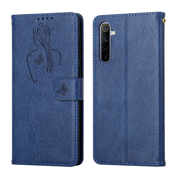 For OPPO Realme 6 Beauty Girl Embossing Pattern Horizontal Flip Leather Case with Holder & Card Slot & Wallet & Photo Frame
