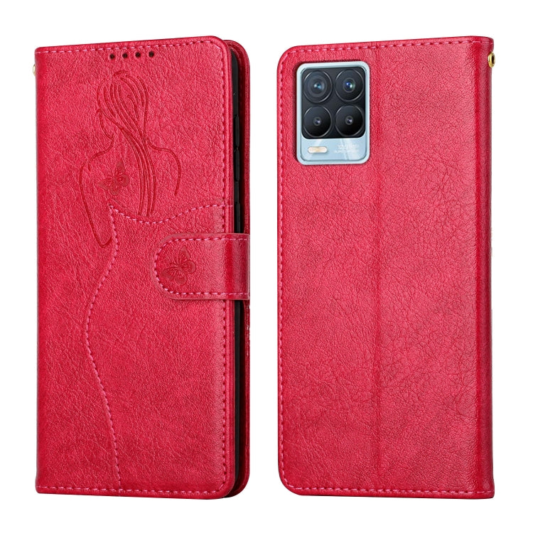 For OPPO Realme 8 / 8 Pro Beauty Girl Embossing Pattern Horizontal Flip Leather Case with Holder & Card Slot & Wallet & Photo Frame