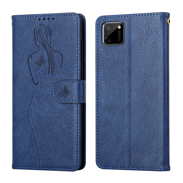 For OPPO Realme C11 Beauty Girl Embossing Pattern Horizontal Flip Leather Case with Holder & Card Slot & Wallet & Photo Frame