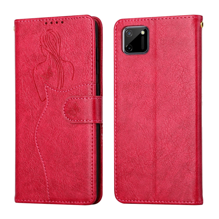 For OPPO Realme C11 Beauty Girl Embossing Pattern Horizontal Flip Leather Case with Holder & Card Slot & Wallet & Photo Frame