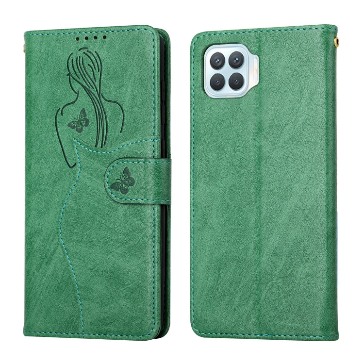 For OPPO Reno4 F / A93 / F17 Pro Beauty Girl Embossing Pattern Horizontal Flip Leather Case with Holder & Card Slot & Wallet & Photo Frame