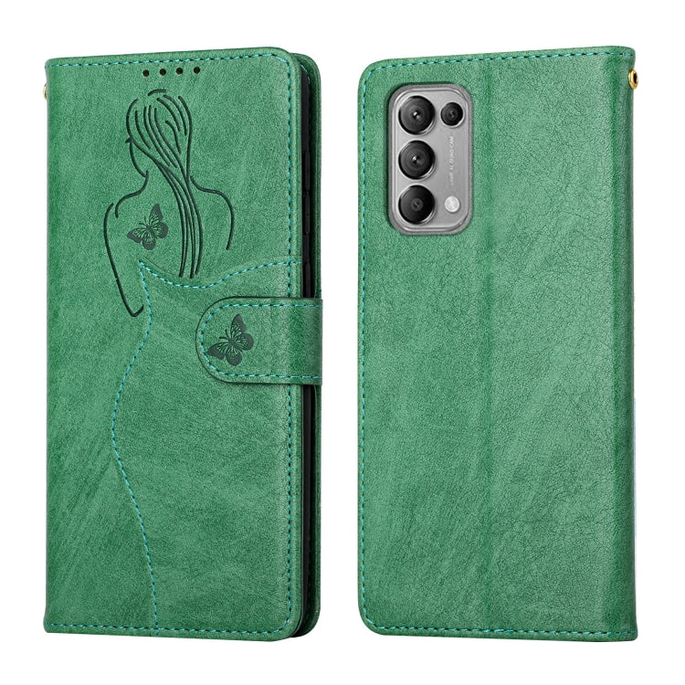 For OPPO Reno5 5G Beauty Girl Embossing Pattern Horizontal Flip Leather Case with Holder & Card Slot & Wallet & Photo Frame