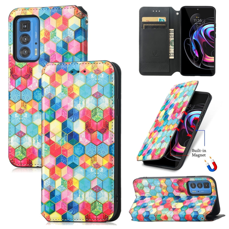 For Motorola Edge 20 Pro Colorful Magnetic Horizontal Flip PU Leather Case with Holder & Card Slot & Wallet