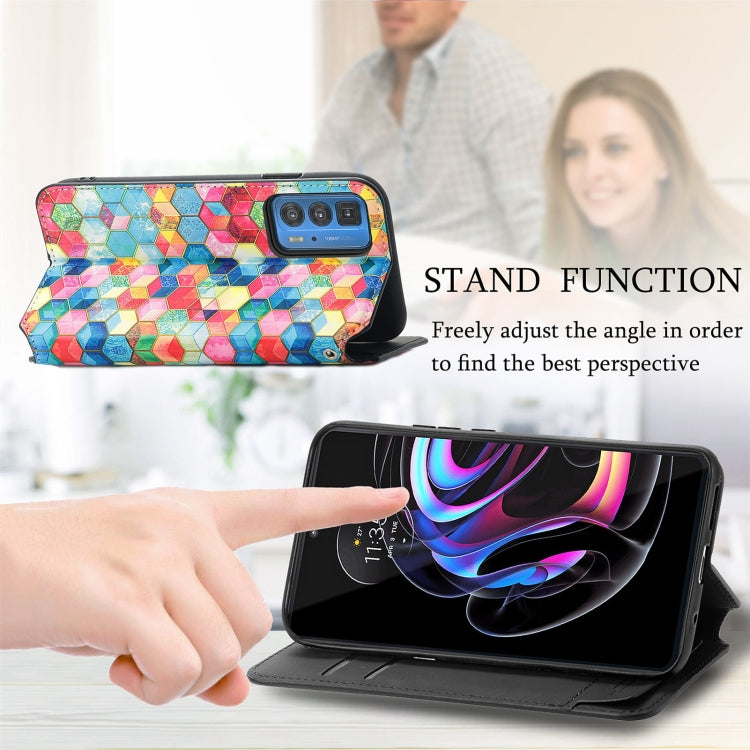 For Motorola Edge 20 Pro Colorful Magnetic Horizontal Flip PU Leather Case with Holder & Card Slot & Wallet