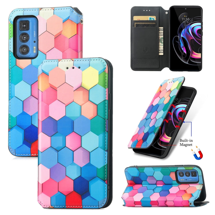 For Motorola Edge 20 Pro Colorful Magnetic Horizontal Flip PU Leather Case with Holder & Card Slot & Wallet