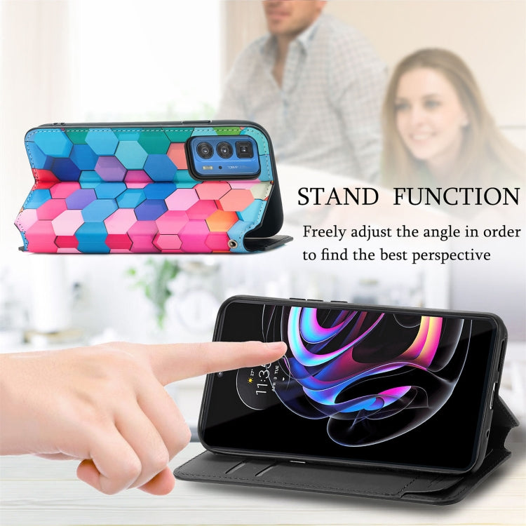 For Motorola Edge 20 Pro Colorful Magnetic Horizontal Flip PU Leather Case with Holder & Card Slot & Wallet