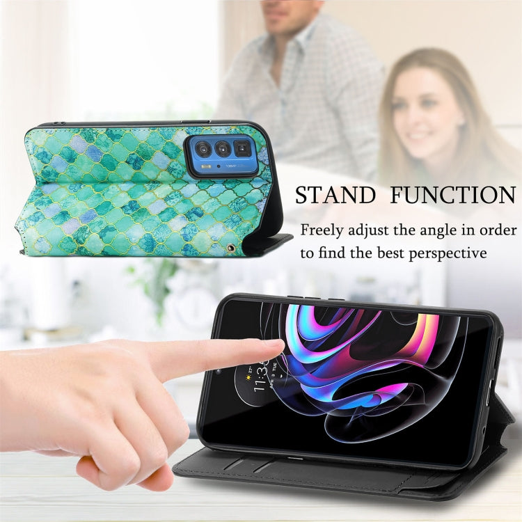 For Motorola Edge 20 Pro Colorful Magnetic Horizontal Flip PU Leather Case with Holder & Card Slot & Wallet