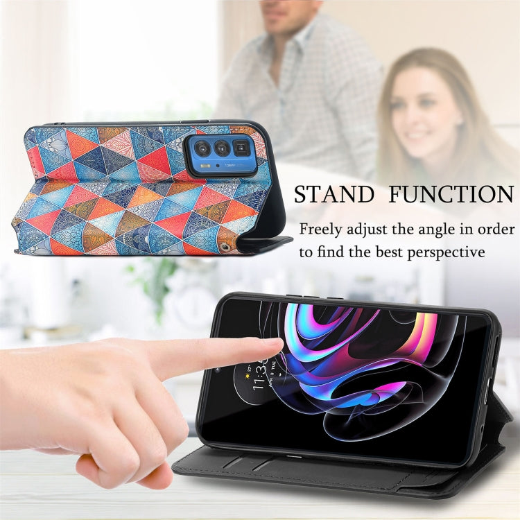 For Motorola Edge 20 Pro Colorful Magnetic Horizontal Flip PU Leather Case with Holder & Card Slot & Wallet