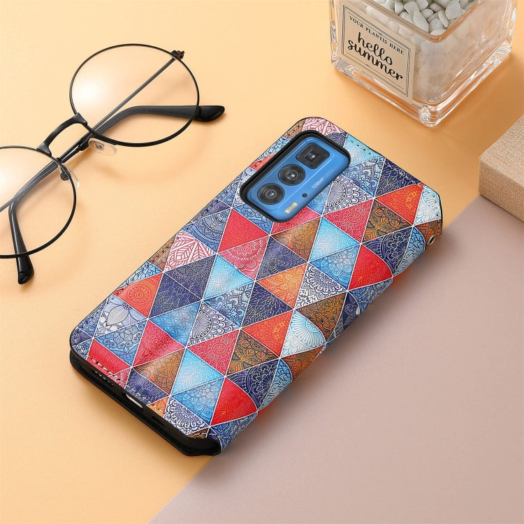 For Motorola Edge 20 Pro Colorful Magnetic Horizontal Flip PU Leather Case with Holder & Card Slot & Wallet