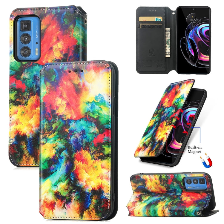 For Motorola Edge 20 Pro Colorful Magnetic Horizontal Flip PU Leather Case with Holder & Card Slot & Wallet