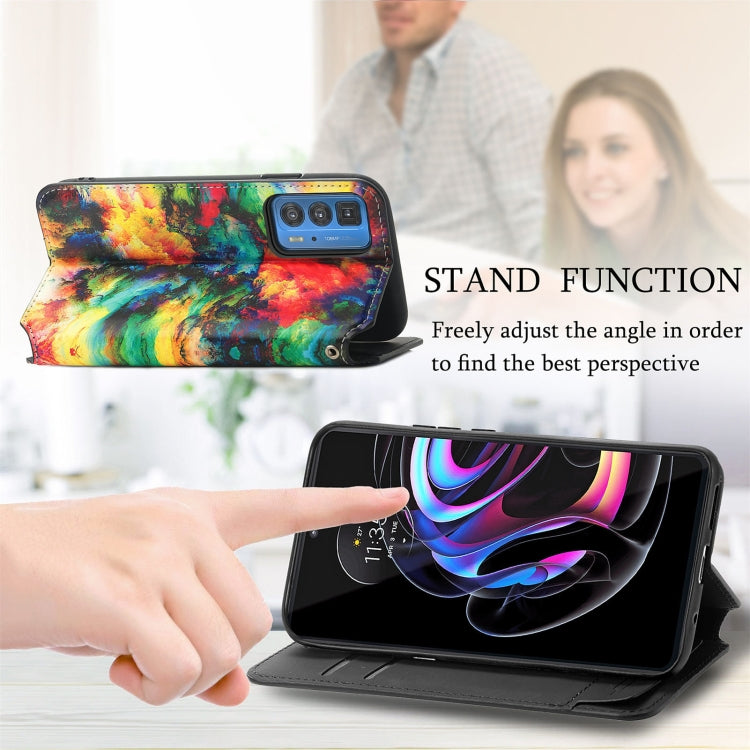 For Motorola Edge 20 Pro Colorful Magnetic Horizontal Flip PU Leather Case with Holder & Card Slot & Wallet
