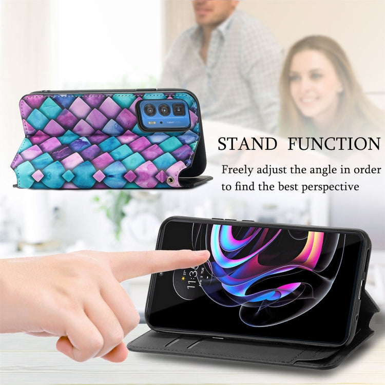 For Motorola Edge 20 Pro Colorful Magnetic Horizontal Flip PU Leather Case with Holder & Card Slot & Wallet
