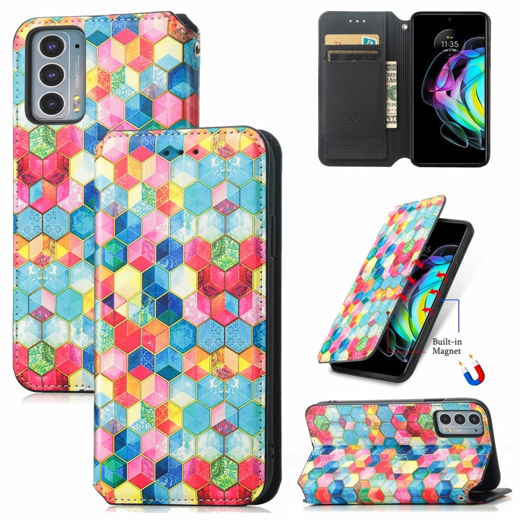 For Motorola Edge 20 Colorful Magnetic Horizontal Flip PU Leather Case with Holder & Card Slot & Wallet
