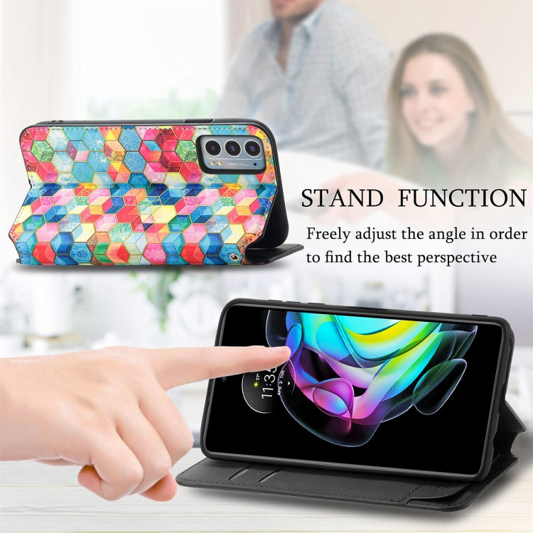 For Motorola Edge 20 Colorful Magnetic Horizontal Flip PU Leather Case with Holder & Card Slot & Wallet
